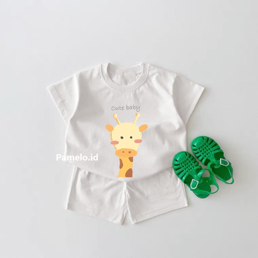 Pamelo.id Set Anak Cute Jerapa  / Fashion Anak / Stelan baju anak / Korea Style / Set Balita / Set Anak Unisex