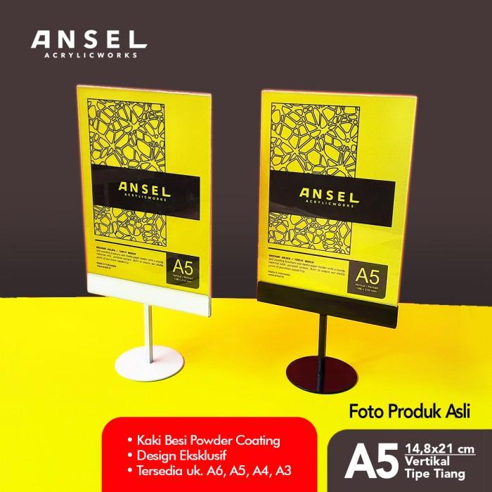 

Terlaris Rak Ansel Tent Card Akrilik Besi/Tiang A5 Vertikal 14,8X21Cm/ Acrylic Menu