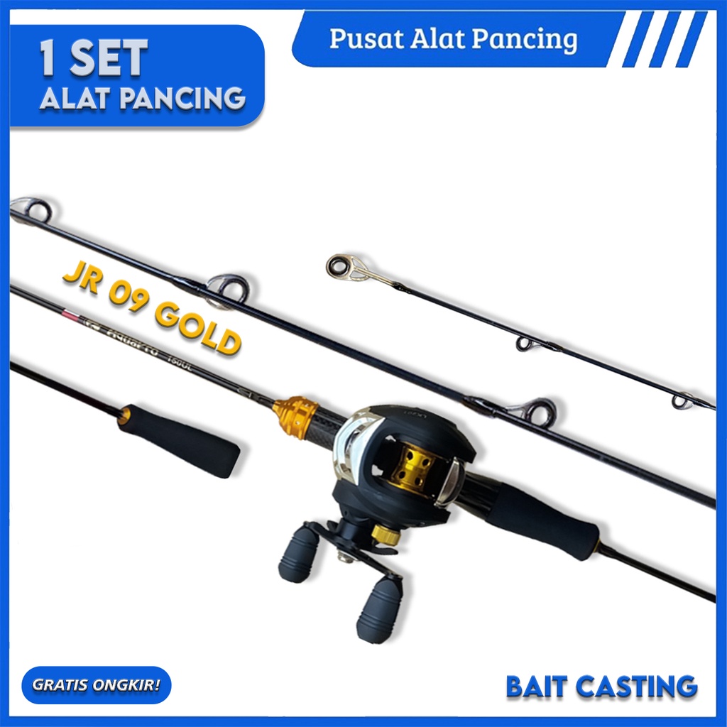 Paket Set Joran Pancing UltraLight JR09 Bait Casting 150M 165M 180M Reel Pancing Bait Casting Fishing Rod Max Drag 10kg