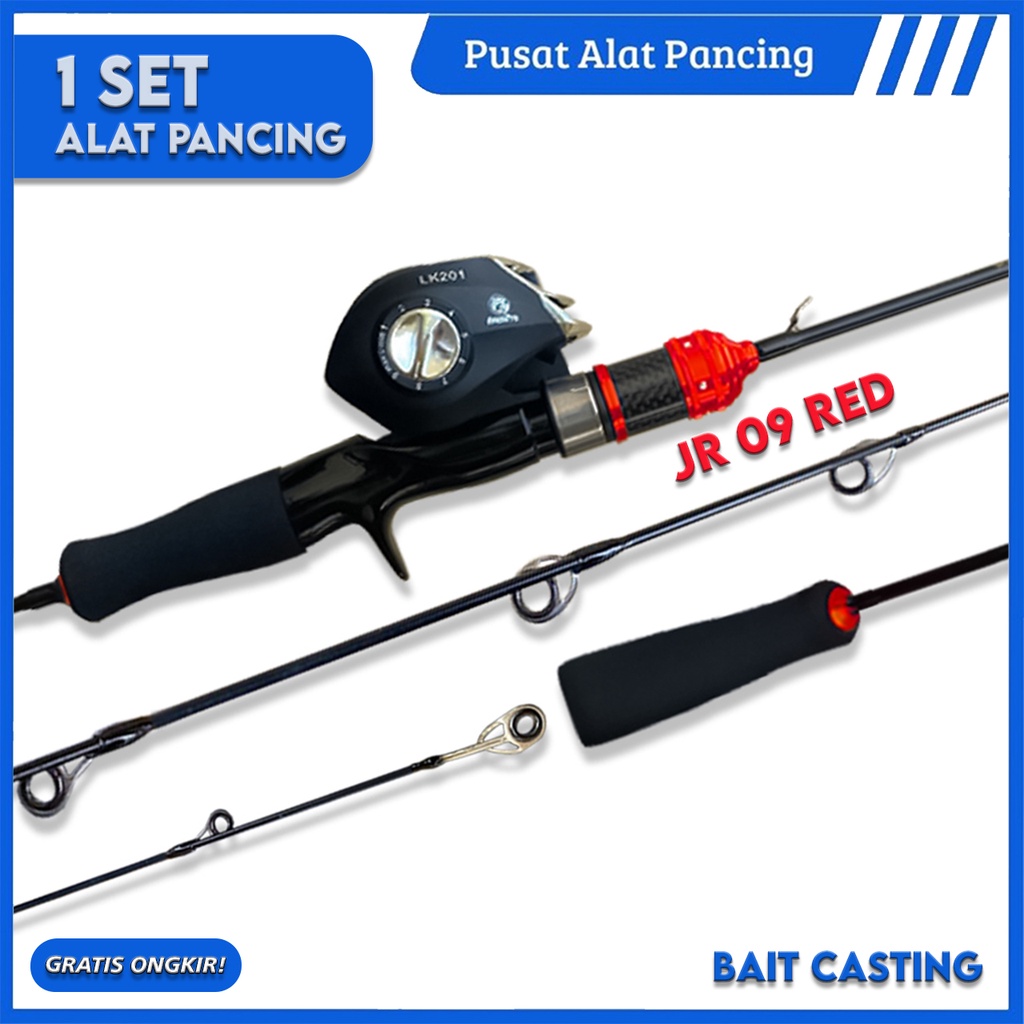 Paket Set Joran Pancing UltraLight JR09 Bait Casting 150M 165M 180M Reel Pancing Bait Casting Fishing Rod Max Drag 10kg