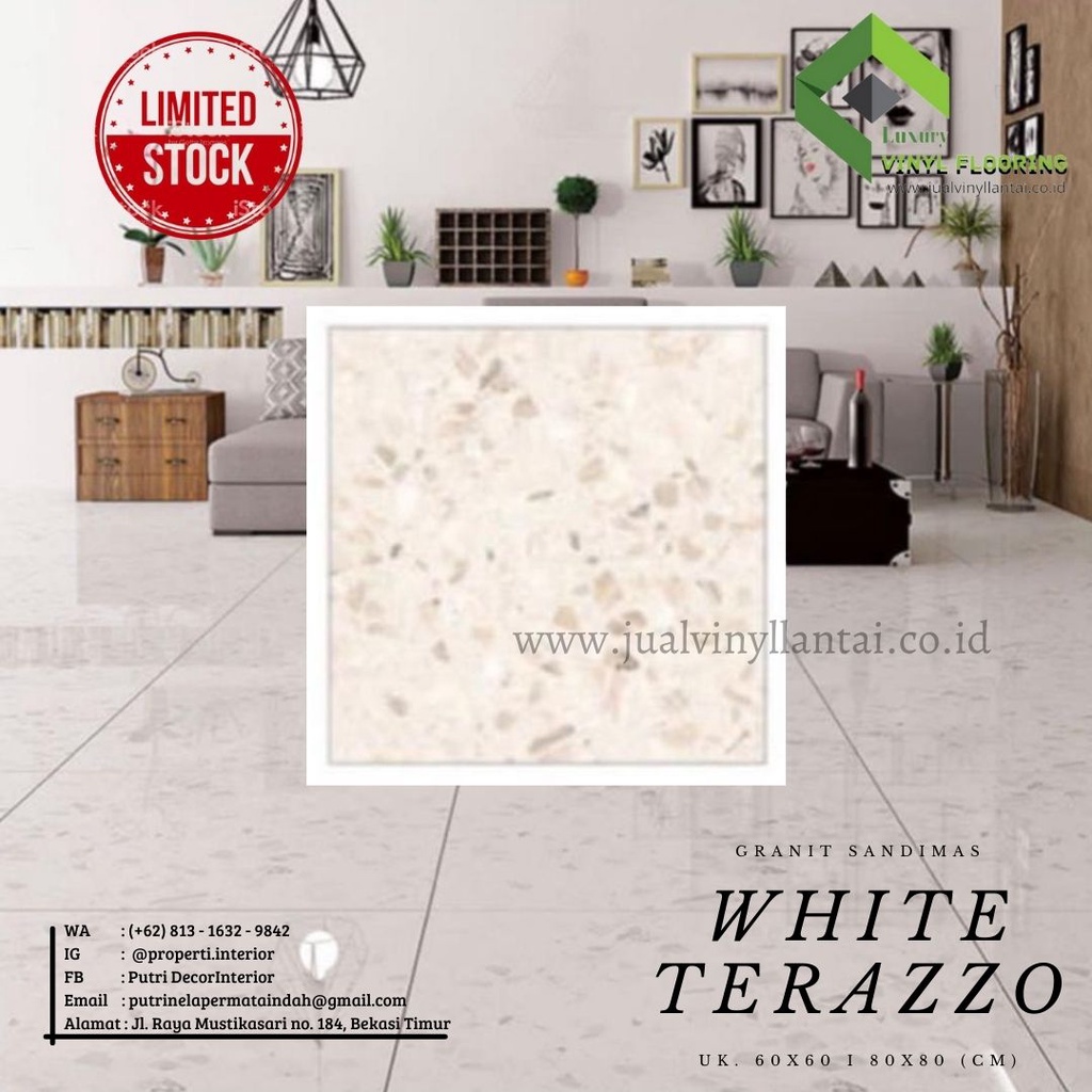 Granit Sandimas - WHITE TERAZZO II uk. 80cm x 80cm