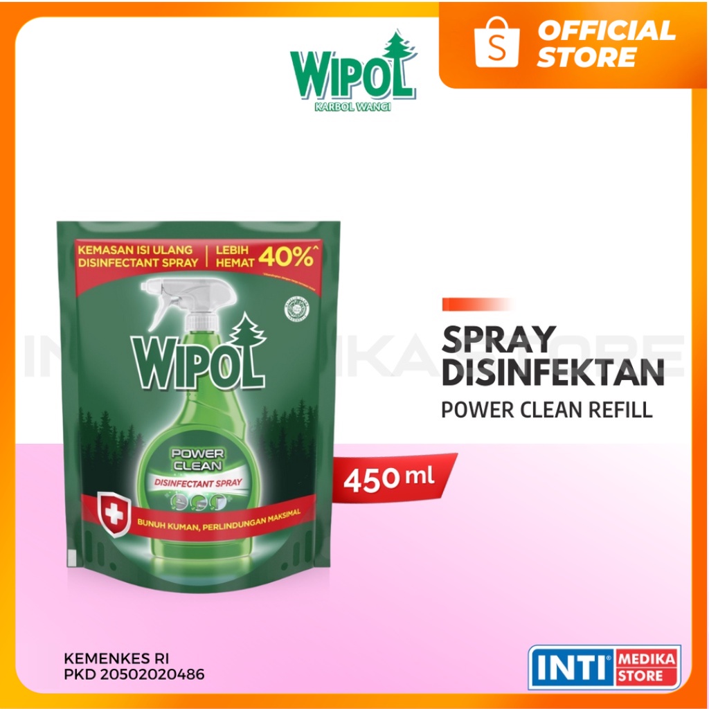 WIPOL - Spray Disinfektan Pembersih Serbaguna Power Clean REFILL 450ml