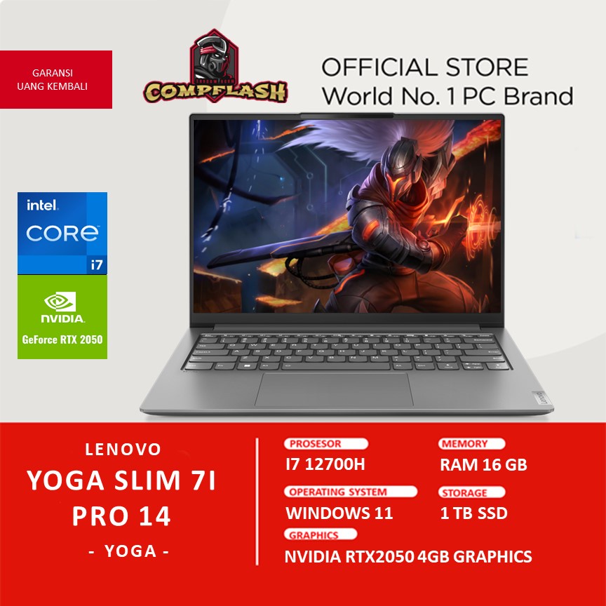 LAPTOP LENOVO YOGA SLIM 7I PRO 14 RTX2050 4GB I7 12700H RAM 16GB 1TBSSD 90HZ 100SRGB