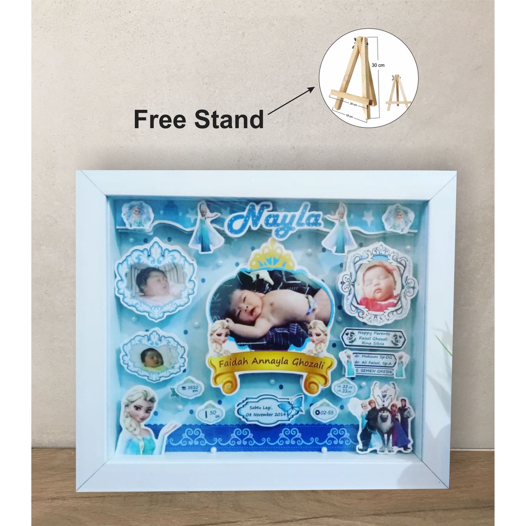 Pigura Biodata Bayi 3D Pop Up Frame ( Frozen Theme )