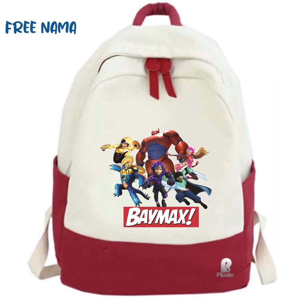 TAS RANSEL BACKPACK ANAK SEKOLAH MOTIF KARAKTER KARTUN BIG HERO BAYMAX UNISEX (FREE NAMA)