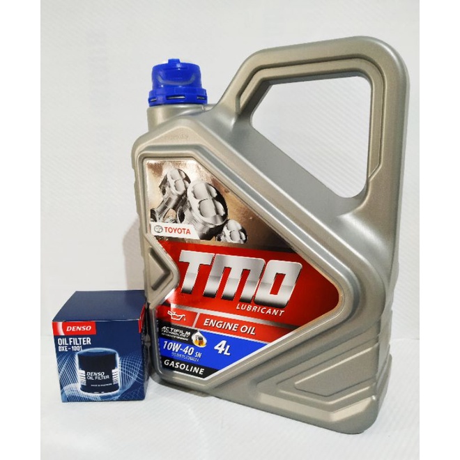 SALE PAKET OLI TMO BENSIN 10W-40 GALON 4L PLUS FILTER OLI DENSO DXE 1001 UNTUK MOBIL TOYOTA DAIHATSU