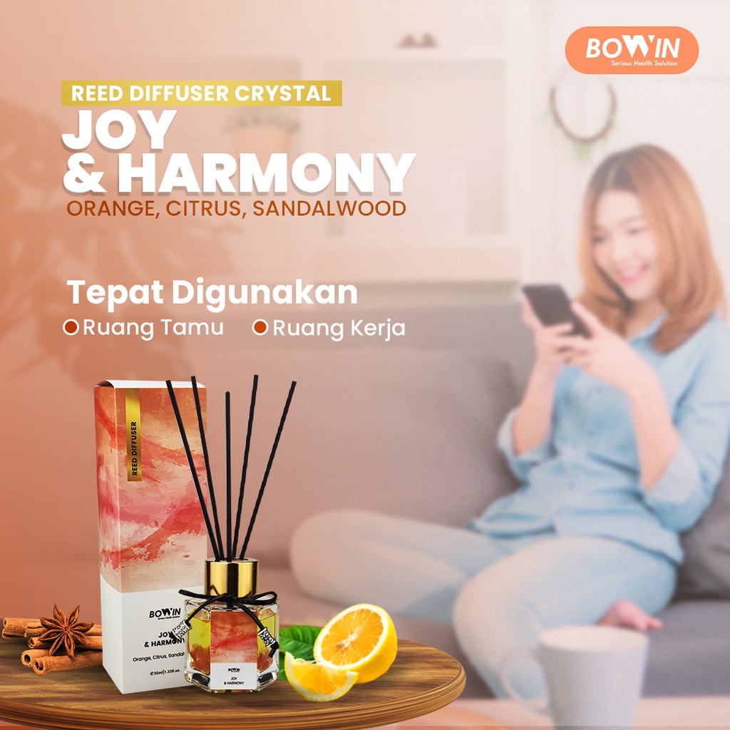 Bowin Reed Diffuser Crystal - Aromaterapi Pengharum Ruangan 100% Essential Oil