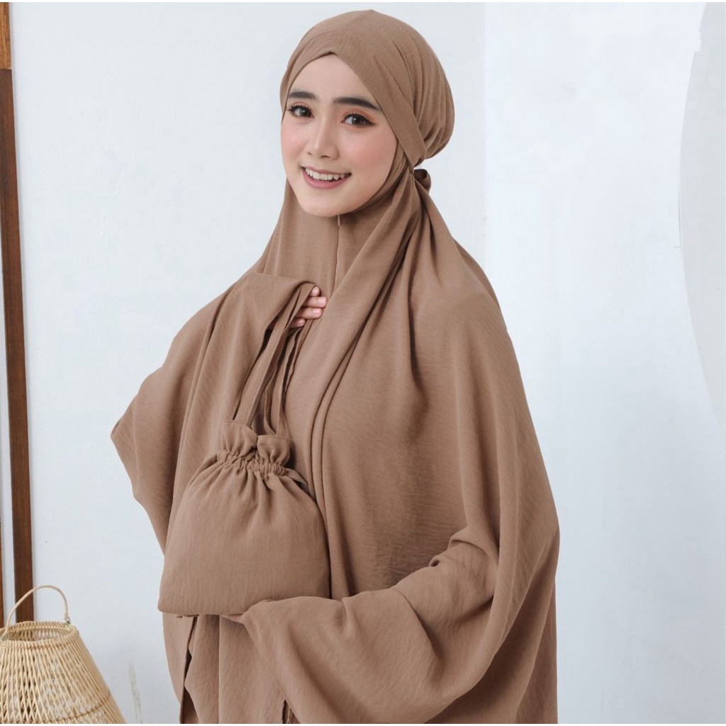 AIDA MUKENA 3 IN 1 JUMBO WANITA MUSLIMAH AIRFLOW CRINCKLE PREMIUM