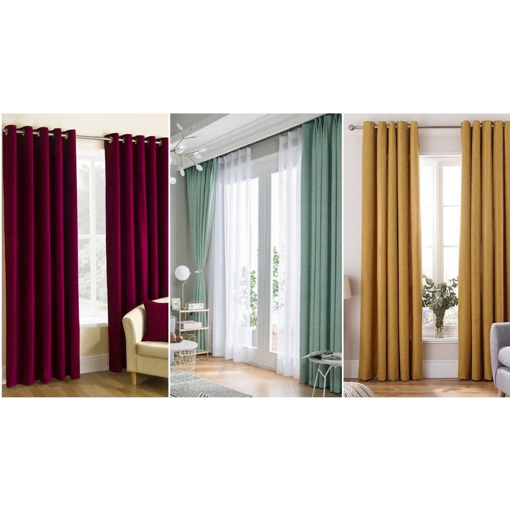 GORDEN PINTU BLACKOUT POLOS PREMIUM ELEKTRIK SERIES (EMBOSS) GRADE A UKURAN 135x220 CM