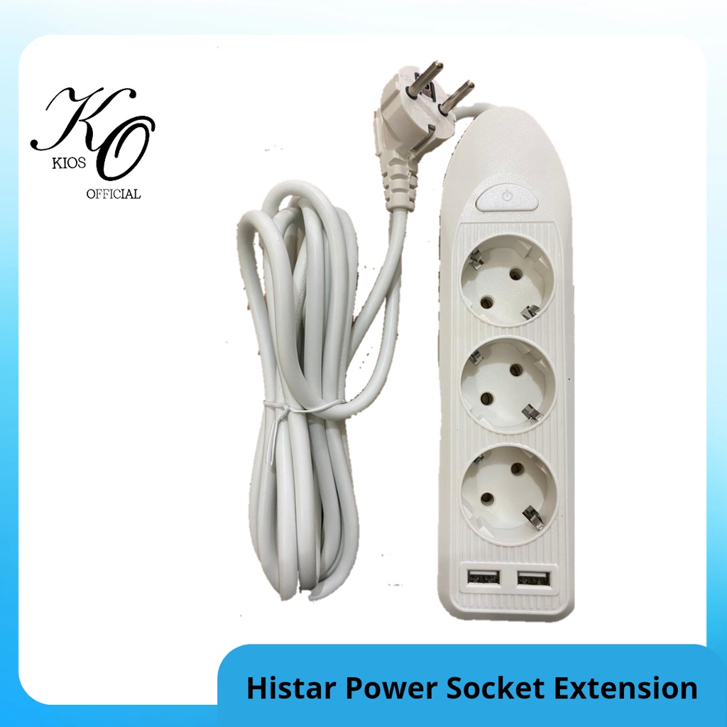 Histar Power Socket Extension CCPU003W / Classic Triple Outlet With Switch / 3M Cable And 2 USB Port