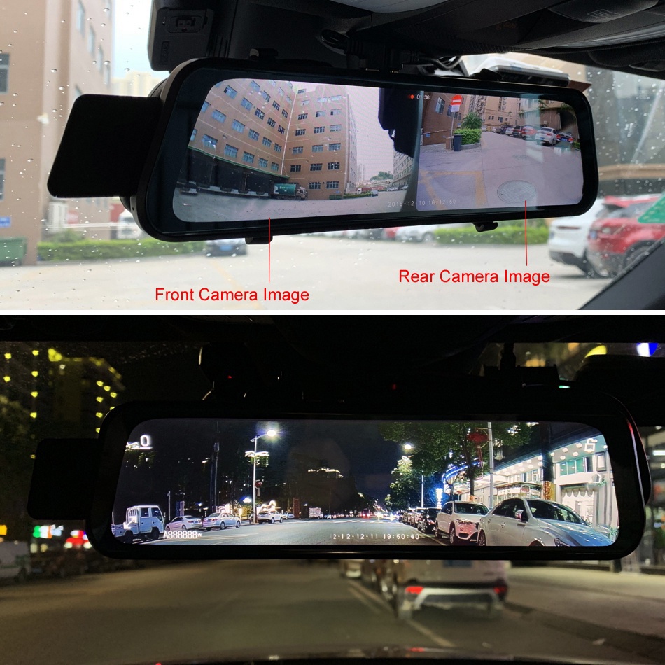 ⚡Garansi 6 Bulan⚡LALAHOO Dash Cam Car DVR Camera 10'' IPS Touch Screen Rearview Mirror Full HD 1080P Night Vision Stream Media Dual Lens Car Camera Spion 170° Wide Loop Recording Image 2