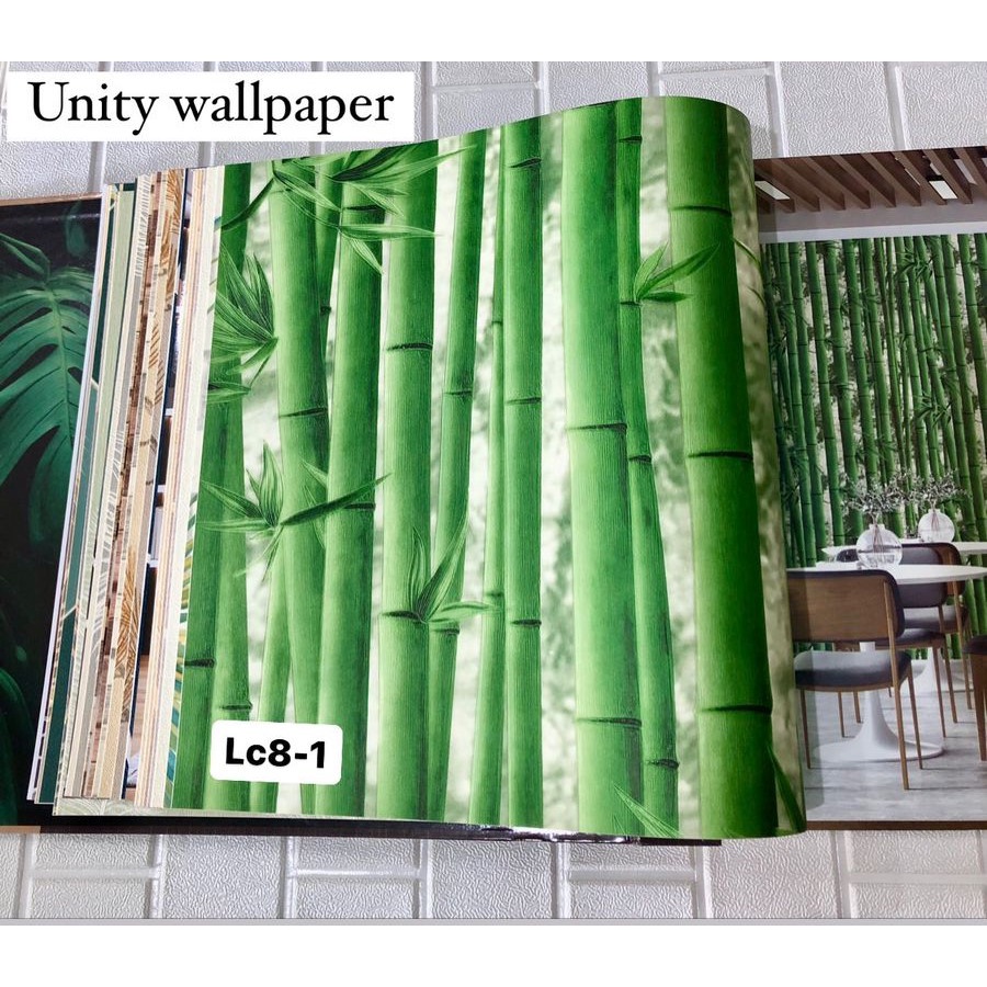 WALLPAPER DINDING POHON HUTAN BAMBU HIJAU COKLAT LECAFE