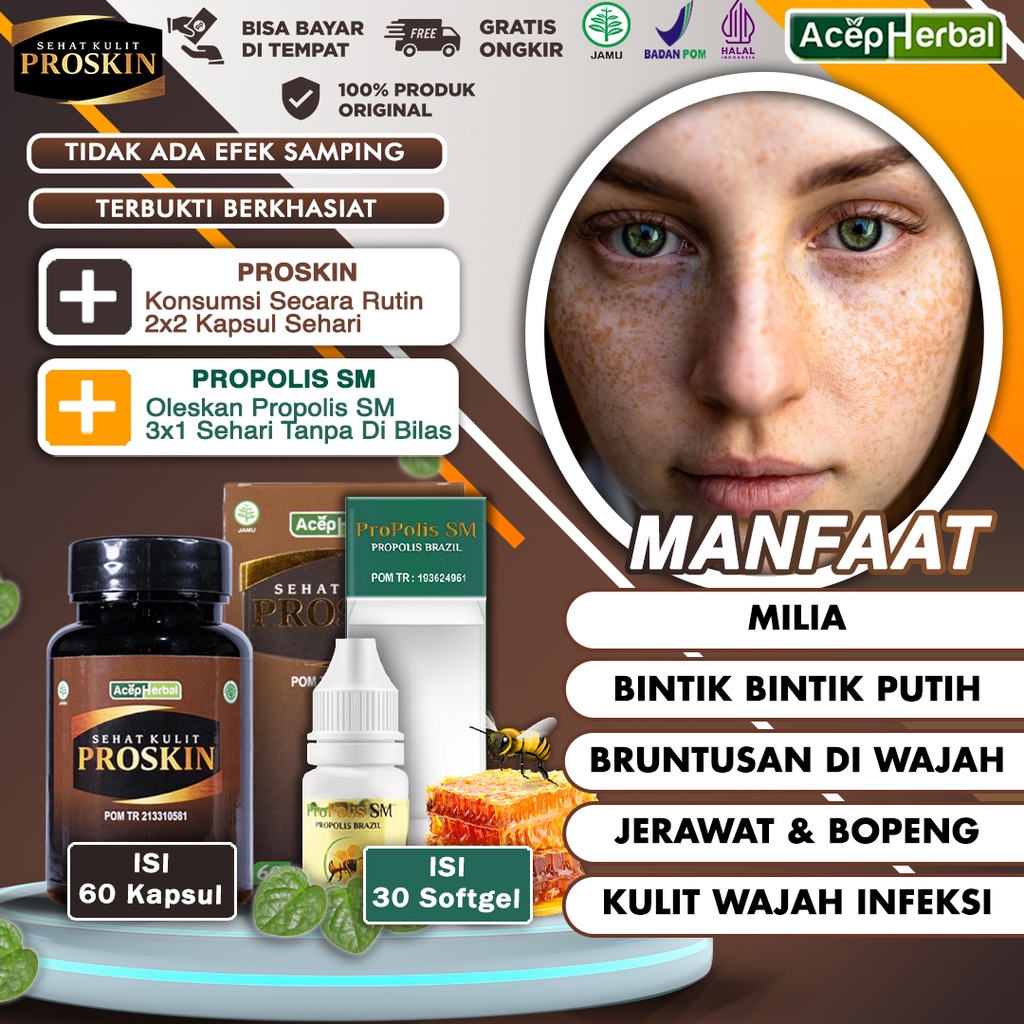 Penghilang Milia Bintik Bruntusan di Wajah Paling Alami untuk Menghilangkan Beruntusan pada Pria dan Wanita Suplemen Herbal Ekstrak Daun Binahong PROSKIN Skincare BPOM Obat untuk Milia di Muka Bawah Mata Night and Day Cream Tanpa Efek Samping