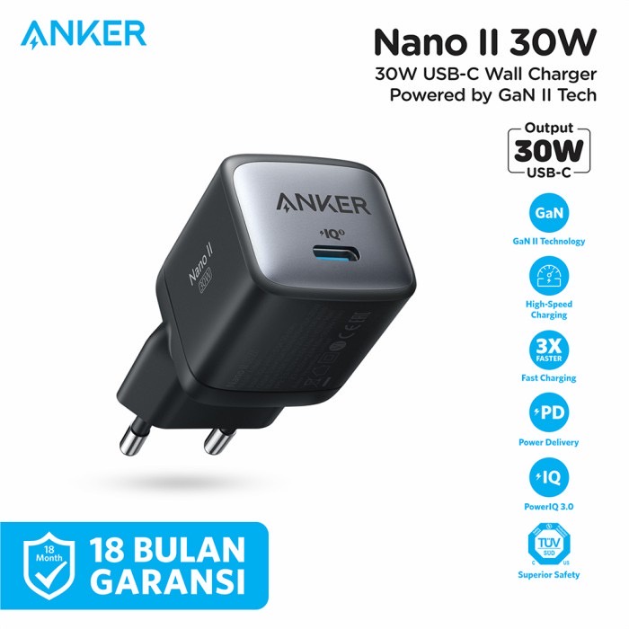 Anker Wall Charger Nano II Type C 30W - SKU : A2665 - Garansi Resmi 18 Bulan