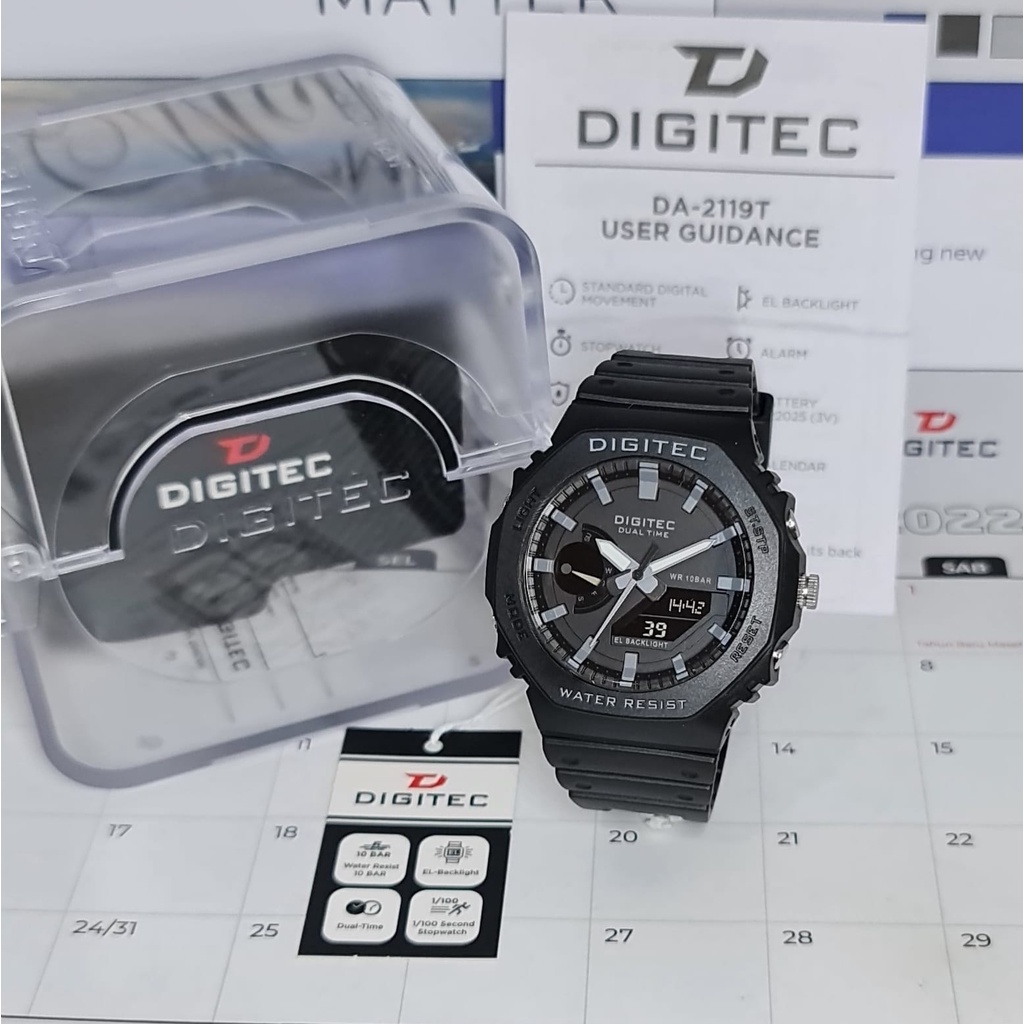 BEST SELLER JAM TANGAN PRIA DIGITEC 2119 ORIGINAL DUOLTIME X156 TALI RUBBER BODY BULAT DM 4.5CM FREE BOX &amp; BATERAI || JAM TANGAN FASHION PRIA JAM TANGAN COWOK MURAH