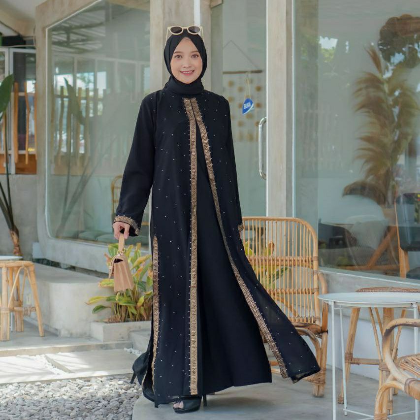 Abaya Arabian Saudi Model Turki Umroh Dubai Gamis Turkey India Jetblack Hitam Syari Sifon