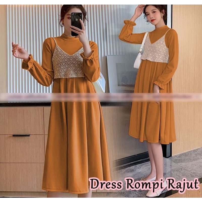 JONKA FASHION - Dress Rompi Indira Fashion Wanita Dress Model Korea Free Rompi