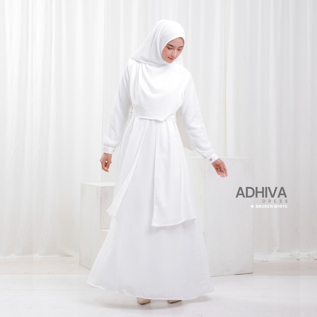 Adhiva dress - Gamis Wanita Muslimah kombinasi outer by Riskirich