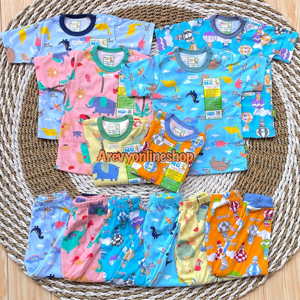 Setelan Baju Bayi Oblong Moms Gift Baju Pendek Celana Panjang Motif Baloon SML XL 4 Bulan - 4 Tahun