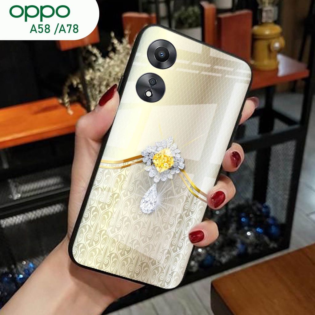 (S107) Case  Glass OPPO A58 A78 - casing Terbaru handphone - OPPO A58 A78  - pelindung handphone - O