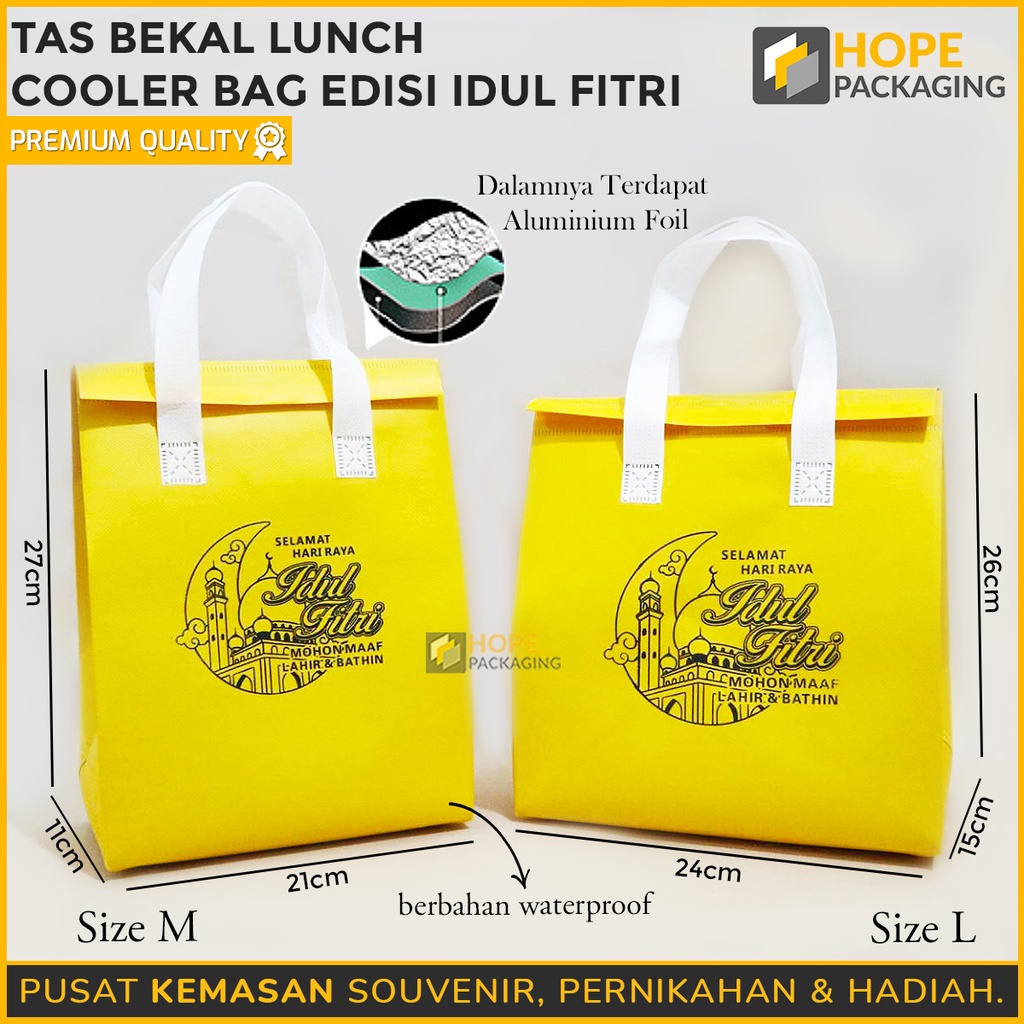 Tas Cooler Bag SIZE M Edisi Idul Fitri /  Tas Bekal Lunch goodie bag Toples wadah makanan kue souvenir lebaran / Cooler Bag aluminium Foil Thermal / tas souvenir / tas ulang tahun