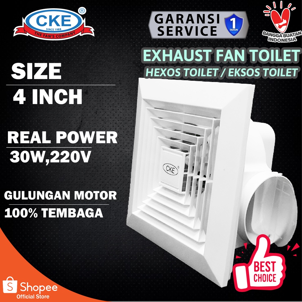 EXHAUST FAN / KIPAS PLAFON/Exhaust Plafon 4 Inch Exhaust Ducting Dak Hexos Kamar Mandi