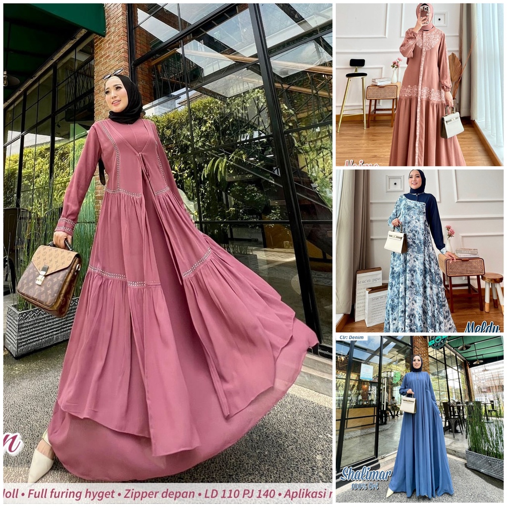 Gamis Motif Sabina Dres Original Adieva Mat Rayon Viscose