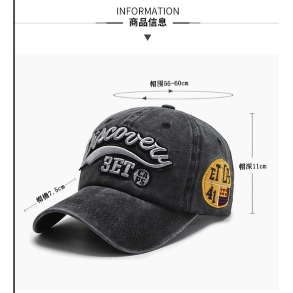 (Dalam Stok, Dikirim Dari Jakarta)WTW Cowboy Baseball Hat Men's Fashion Women's Korean Edition Washed Old Embroidery Letter Broken Duck Tongue Hat Spring Casual Sun Visor Hat