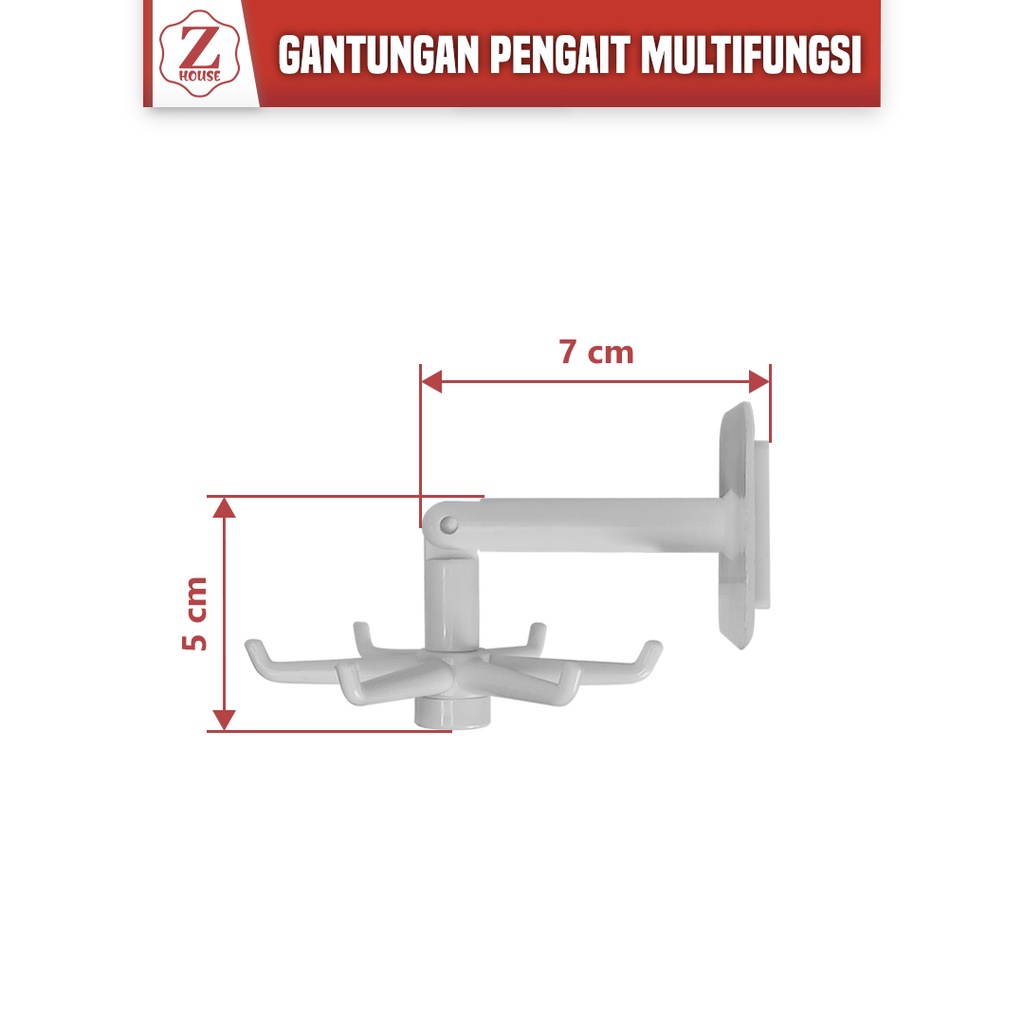 GANTUNGAN TEMPEL DINDING TEMBOK HOOK 6 KAIT 360 DERAJAT HOOK PUTAR HANGER SERBAGUNA