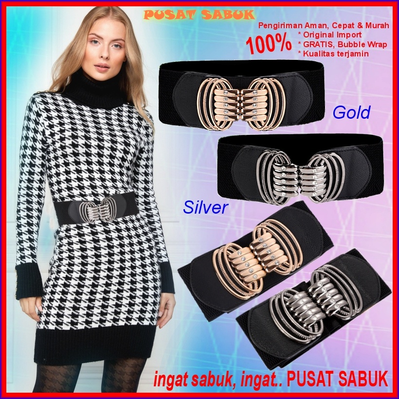 Sabuk Wanita Obi Karet Women Belt Ikat Pinggang Fashion Gesper Cewek Korea Impor Besar Jumbo Cantik