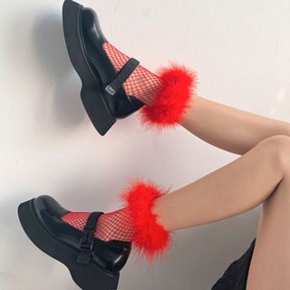 Women's Fuzzy Fishnet Y2k Fashion Socks 8026