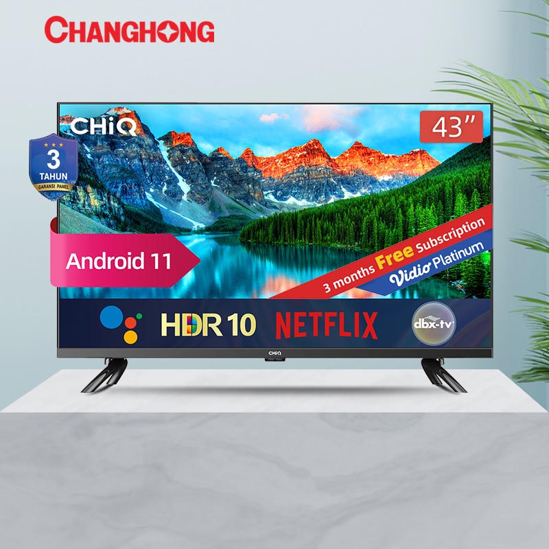 Changhong CHiQ Google TV 43 inch Digital Smart TV Full HD Dolby Audio Google Assistant Netflix Youtube (L43G7P Pro) FREE BRACKET