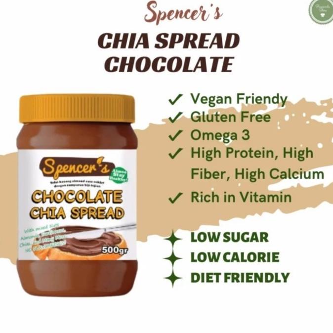 

SELAI COKELAT SPENCER CHIA SPREAD LOW CALORIE HIGH FIBER ENAK 500 gr