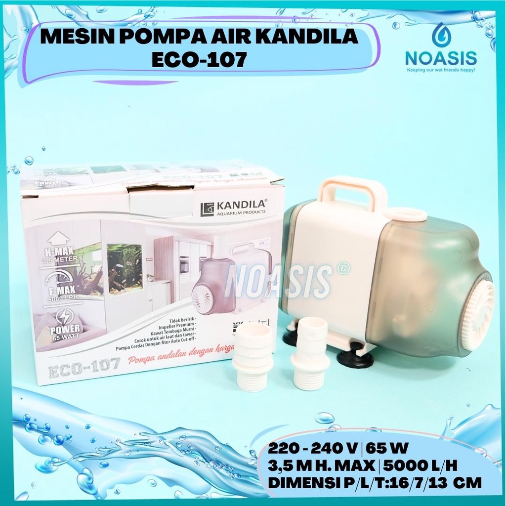 KANDILA ECO 107 Pompa Air Celup Aquarium Water Pump 65 W 5000 Lh