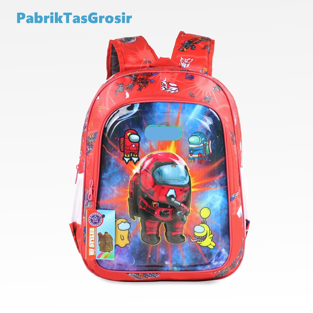 Tas Gendong Sekolah Anak Lampu Laki Laki Among Impostor  Ransel Lampu LED Anak Cowok Merah Tas Anak Tk Tas Anak Sd Tebal Keren Muat Ipad Bahan Tebal Impor