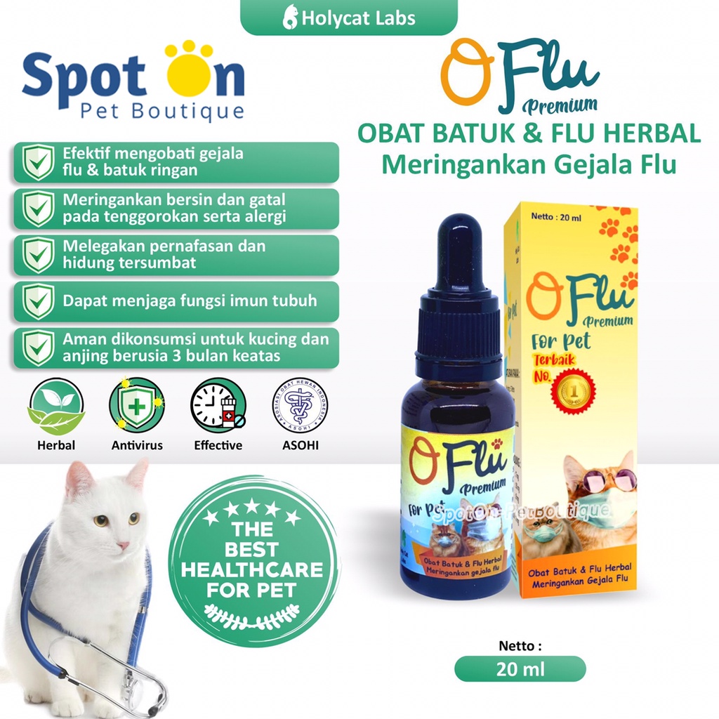 O-Flu Obat Flu dan Batuk Herbal Hewan Premium 20ml by Holycat Labs O Flu | OFlu Obat Anti Flu dan Batuk Herbal Kucing &amp; Anjing