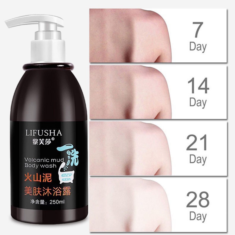 【Murah】Lifusha Body Wash / Sabun Pemutih Badan Instant / Sabun Lumpur Vulkanik 250ml - Whitening Volcanic Shower Gel - Sabun Badan / Whitening Body Wash / Volcanic Shower Bath / Bleaching Badan / Sabun Whitening Vulkanik