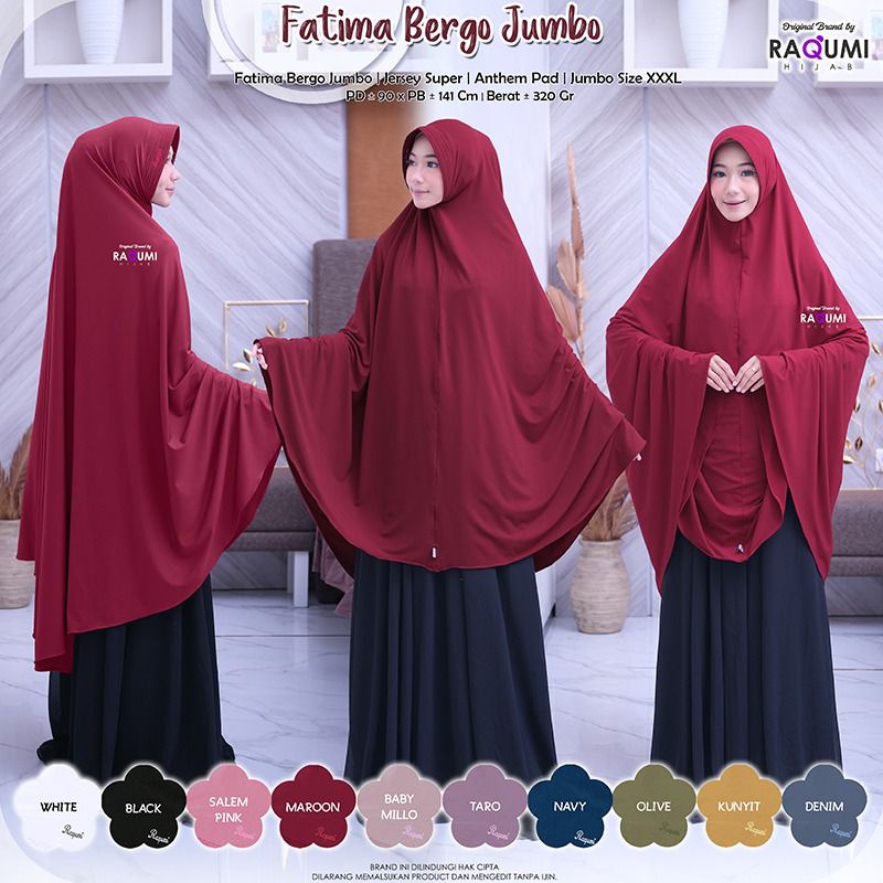 FATIMA BERGO JUMBO BY RAQUMI HIJAB ORI