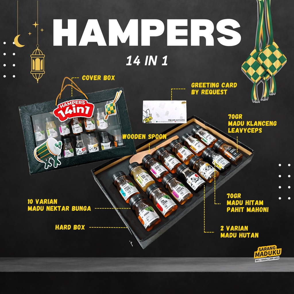 

Sarang Maduku - Hampers Lebaran - Hampers Lebaran Idul Fitri - Parcel Lebaran - Hampers Madu Asli Mini 14 in 1