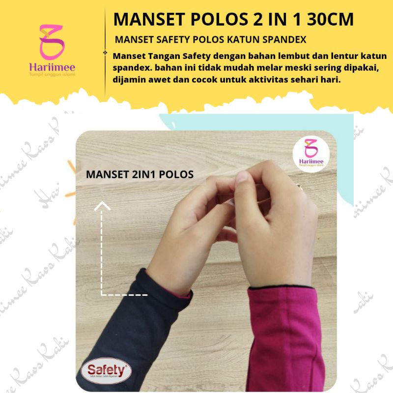 [COD BIsa] Manset Tangan Polos 2 in 1 Panjang 30cm SAFETY Handsock Polos 2 Color Bolak Balik Luar Dalam