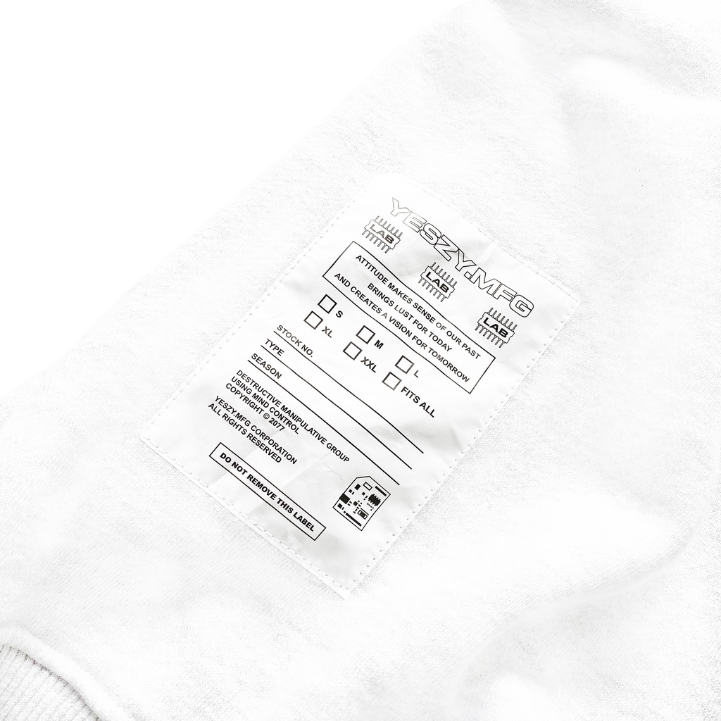 YESZY.MFG Boxy Fit 375 GSM Pure White Crewneck