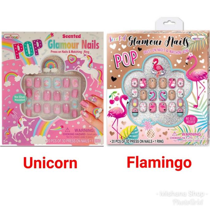Mainan Kuku Hias Anak Pop Glamour Unicorn Flamingo Nails Hot Focus