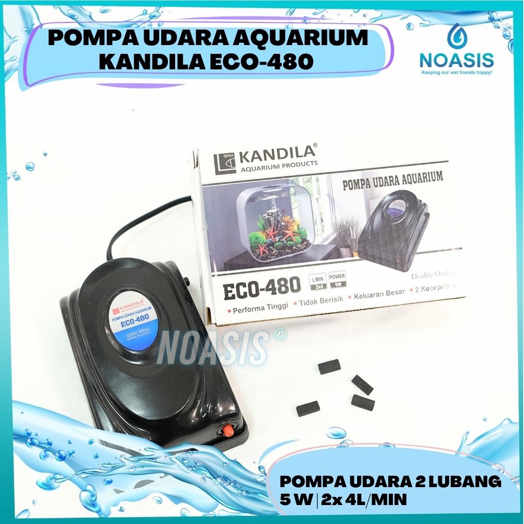 NOASIS AERATOR MESIN UDARA 2 LUBANG KANDILA KD - 480 KD 480 AQUARIUM