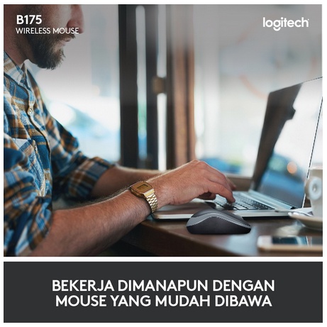 Mouse Wireless LOGITECH B175 - Black - ORIGINAL RESMI