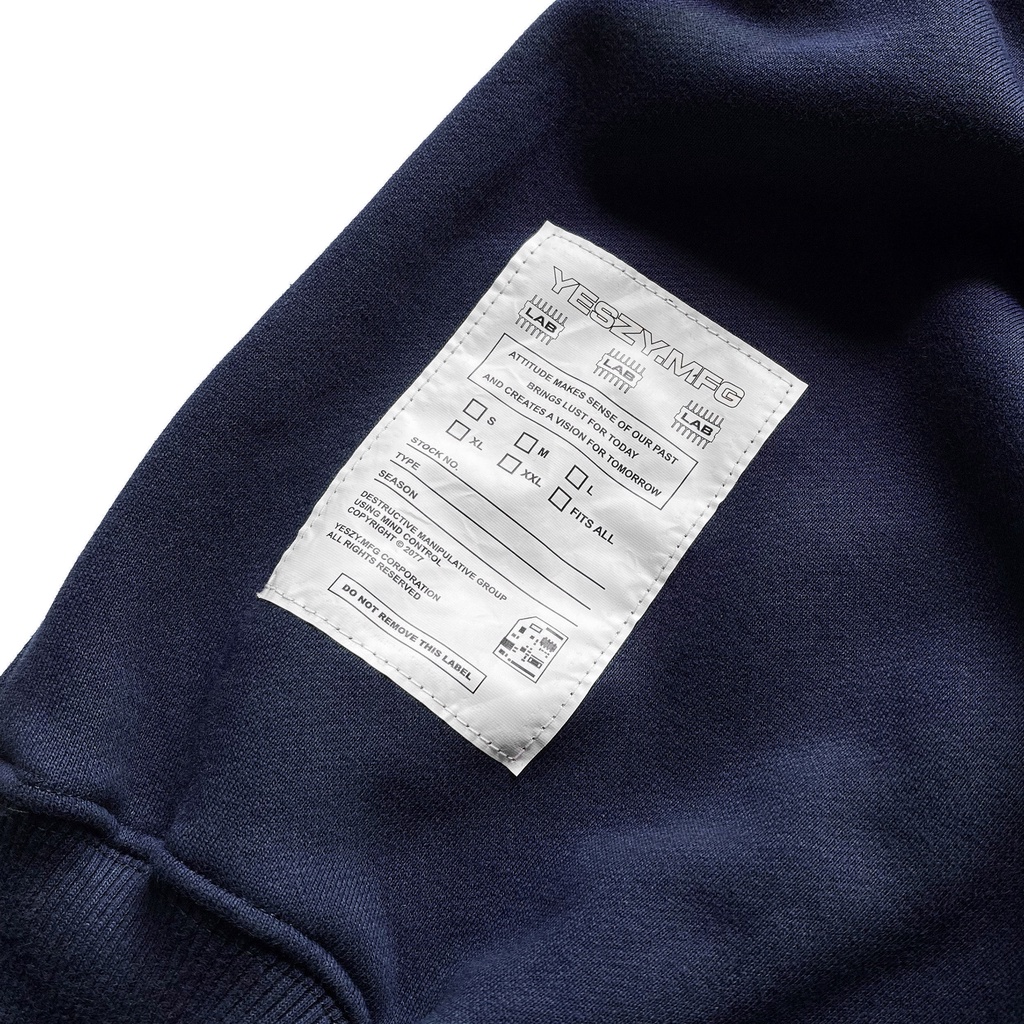 YESZY.MFG Boxy Fit 375 GSM Navy Blue Crewneck