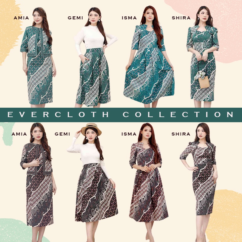 Evercloth Shira,Isma,Amia,GemiDress Batik Wanita Seragam Couple