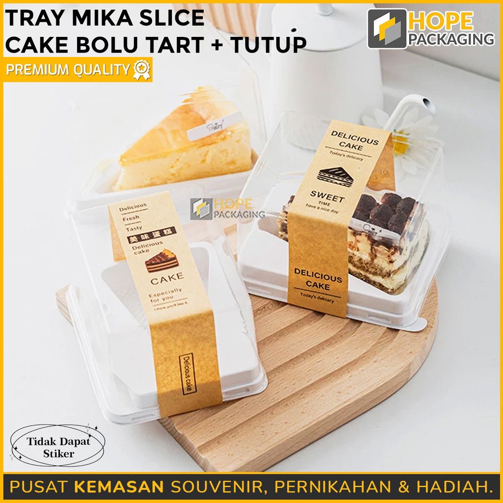 [ 5 PCS ] Tray Mika Putih Matte Slice Cake Bolu Tart + tutup