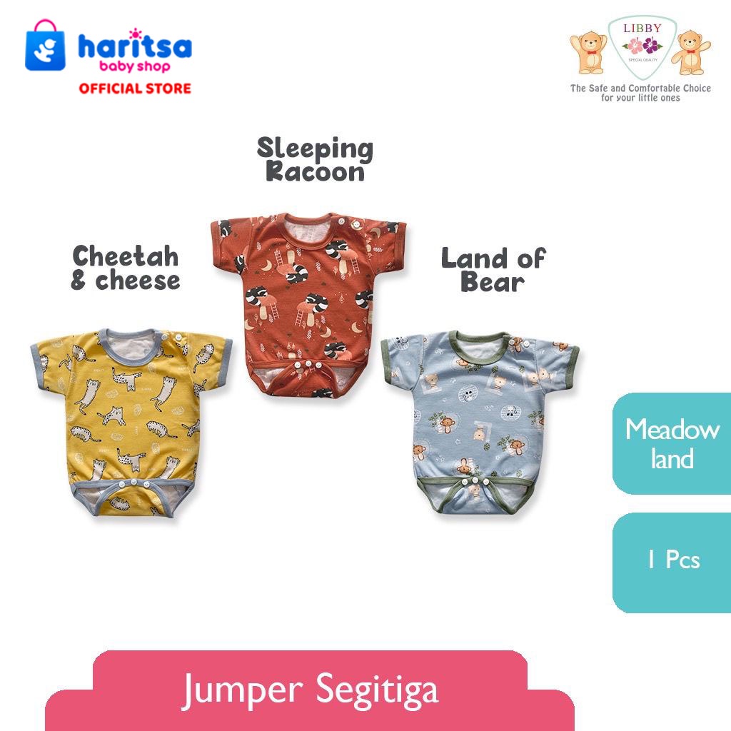 Libby Baju Bayi Cewe Cowo Kodok Segitiga Animal Dreamland OWl(putih) Space(kuning) White Bear(Biru Muda) Porcupine OrangeAnimal AnimalWatercolor 0-6 bln 2-5 Kg Grosir