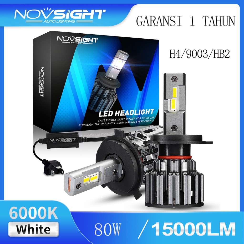New Novsight Lampu Depan Mobil F03 H4 80w 15000lm lampu depan 2 buah Headlight 6000k Light bulb