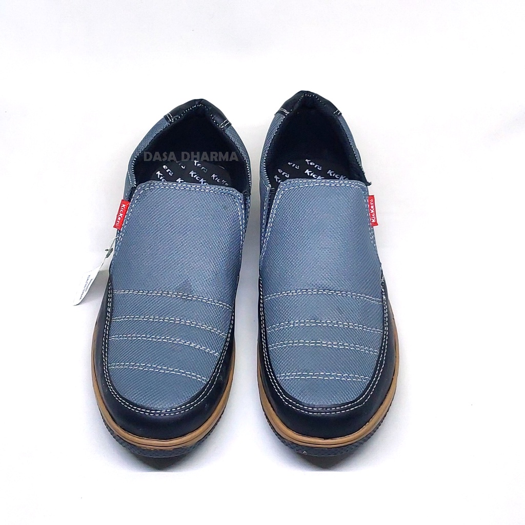 Sepatu Slip On Pria Casual Warna Abu Size 39 - 43